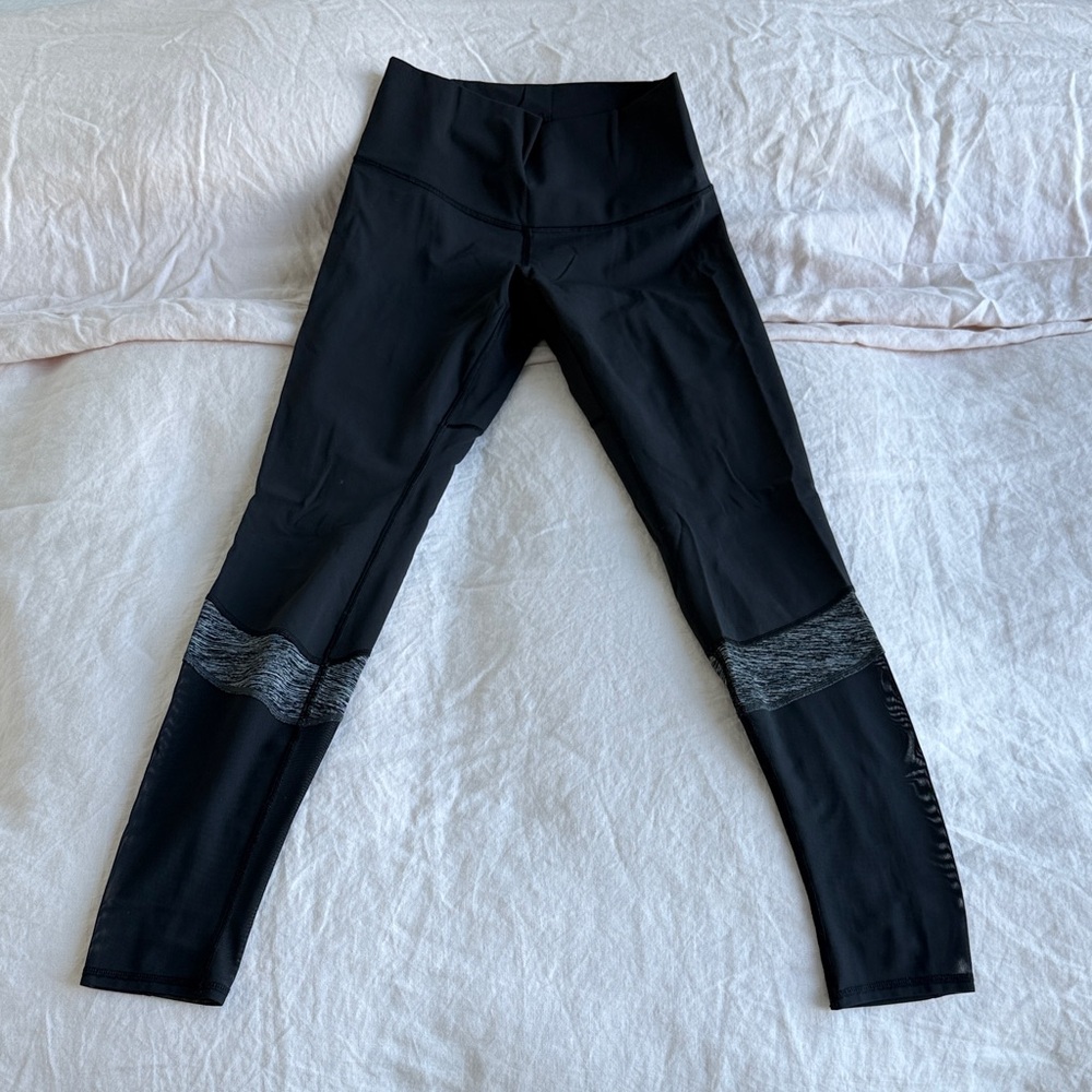 Lululemon long leggings with mesh bottoms